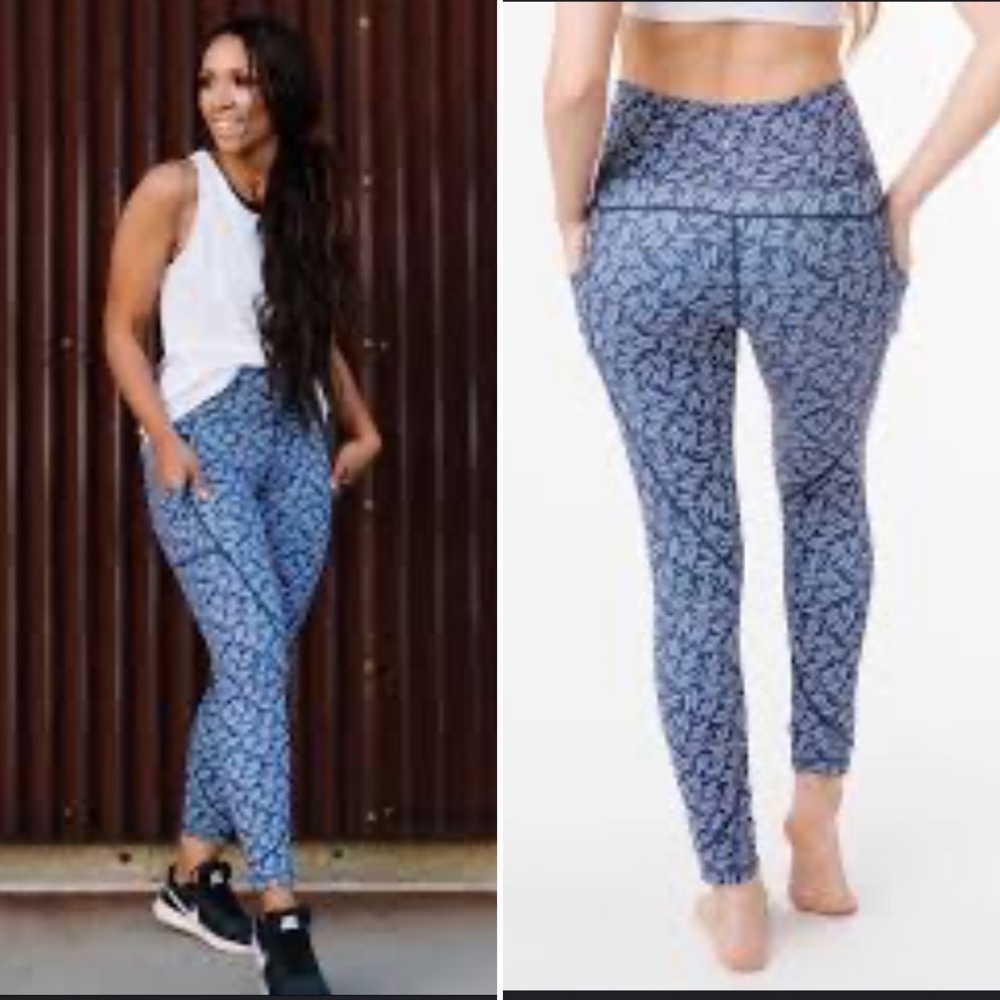 Zyia Active Blue Haystacks Light N Tight Pocket Leggings Size 4